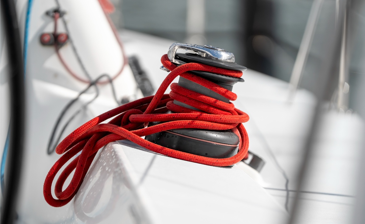 Close-up van winch en touw